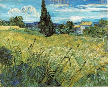 Vincent Van Gogh : Green Wheat Field with Cypress II